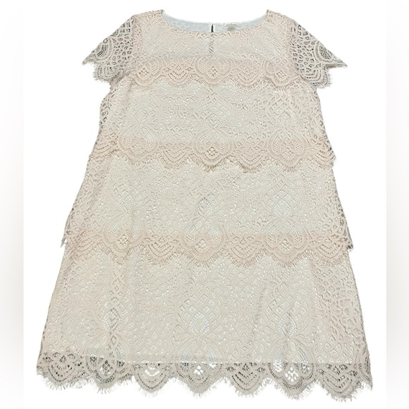 Sundance Julia cream tired lace short sleeve mini dress feminist cottagecore - Picture 2 of 10
